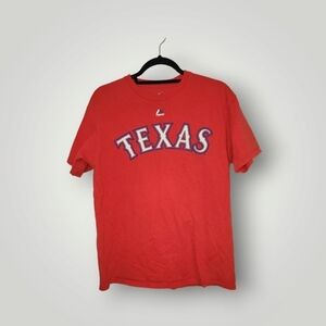 Majestic Men's Texas Rangers Cole Hamels #35 Name & Number T-Shirt, Red